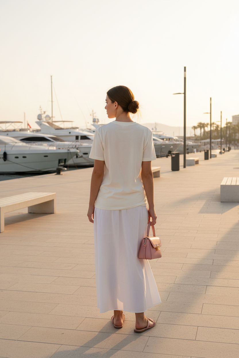 Vintage white back - young woman marina